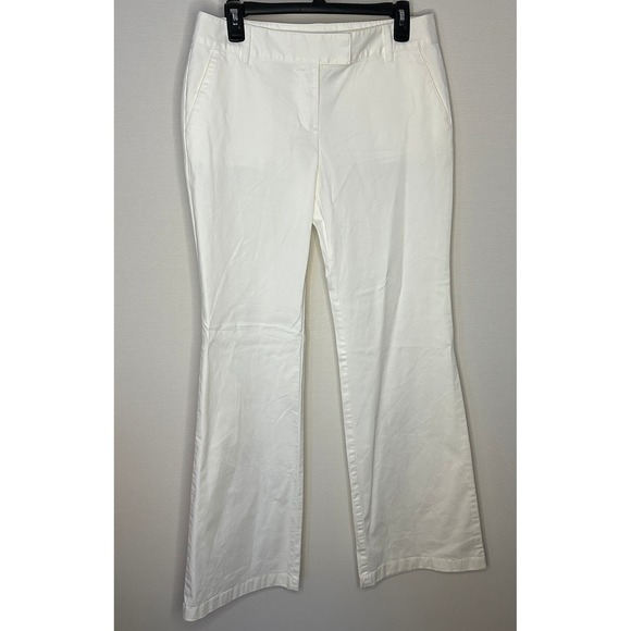 Ann Taylor Pants - Ann Taylor Lindsay White Flare Pants Women 4‎ Cotton Blend Office Casual NWOT
